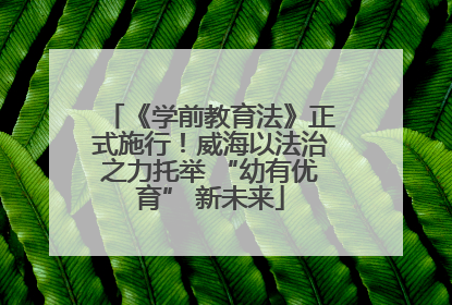 《学前教育法》正式施行！威海以法治之力托举 “幼有优育” 新未来