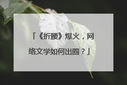 《折腰》爆火，网络文学如何出圈？