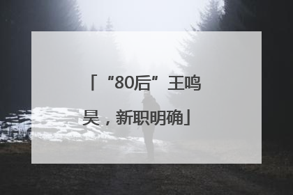 “80后”王鸣昊，新职明确