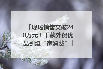 现场销售突破240万元！千款外贸优品引爆“家消费”
