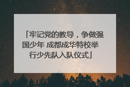 牢记党的教导，争做强国少年 成都成华特校举行少先队入队仪式