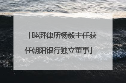 睦湃律所杨毅主任获任朝阳银行独立董事