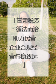 甘肃税务：循法而治 助力民营企业合规经营行稳致远