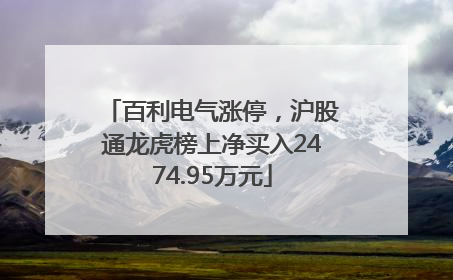 百利电气涨停，沪股通龙虎榜上净买入2474.95万元