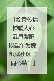 粽香传情 橙暖人心 武昌紫阳以端午为媒织就社区“同心结”
