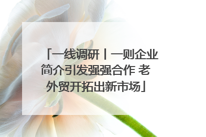 一线调研丨一则企业简介引发强强合作 老外贸开拓出新市场