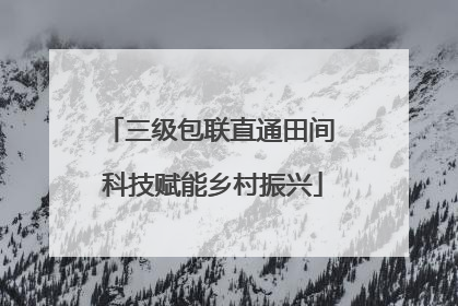 三级包联直通田间 科技赋能乡村振兴
