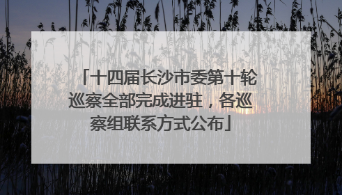 十四届长沙市委第十轮巡察全部完成进驻，各巡察组联系方式公布