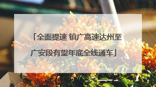 全面提速 镇广高速达州至广安段有望年底全线通车
