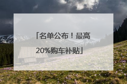 名单公布！最高20%购车补贴