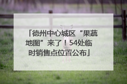 德州中心城区“果蔬地图”来了！54处临时销售点位置公布