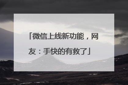 微信上线新功能，网友：手快的有救了