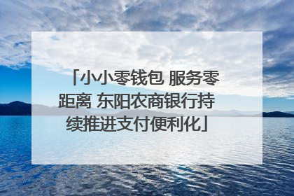小小零钱包 服务零距离 东阳农商银行持续推进支付便利化