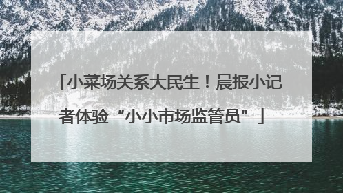 小菜场关系大民生！晨报小记者体验“小小市场监管员”