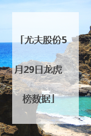 尤夫股份5月29日龙虎榜数据