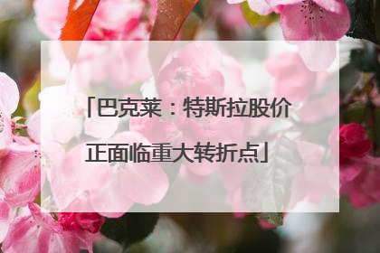 巴克莱：特斯拉股价正面临重大转折点