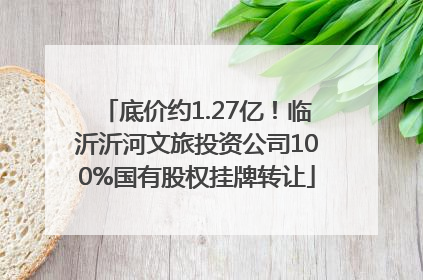 底价约1.27亿！临沂沂河文旅投资公司100%国有股权挂牌转让