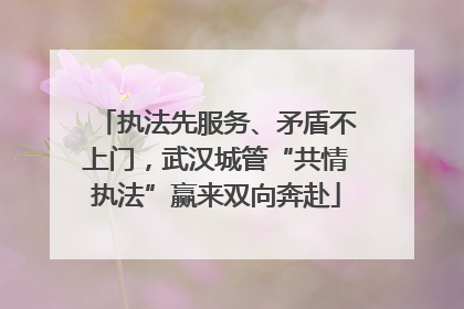 执法先服务、矛盾不上门，武汉城管“共情执法”赢来双向奔赴
