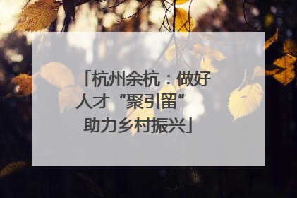 杭州余杭：做好人才“聚引留” 助力乡村振兴