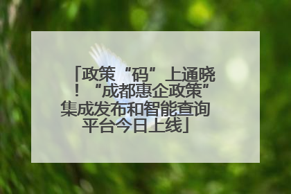 政策“码”上通晓！“成都惠企政策”集成发布和智能查询平台今日上线