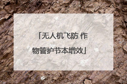 无人机飞防 作物管护节本增效