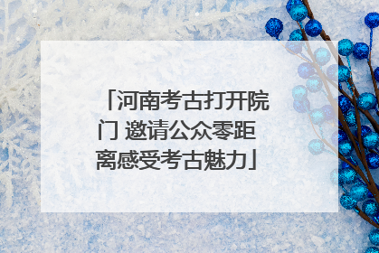 河南考古打开院门 邀请公众零距离感受考古魅力