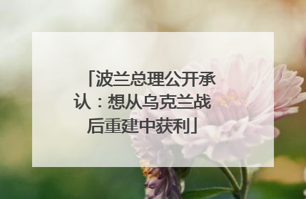 波兰总理公开承认：想从乌克兰战后重建中获利