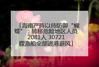 海南严阵以待防御“蝴蝶”：转移危险地区人员2081人 30721艘渔船全部进港避风