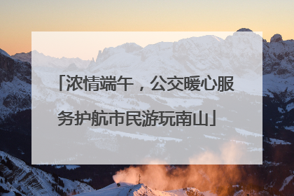 浓情端午，公交暖心服务护航市民游玩南山