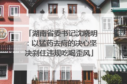湖南省委书记沈晓明：以猛药去疴的决心坚决刹住违规吃喝歪风