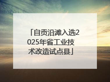 自贡沿滩入选2025年省工业技术改造试点县
