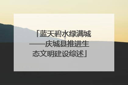 蓝天碧水绿满城——庆城县推进生态文明建设综述