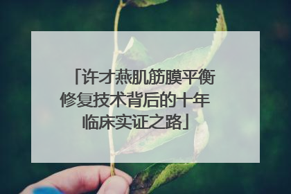 许才燕肌筋膜平衡修复技术背后的十年临床实证之路
