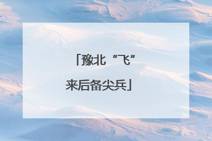 豫北“飞”来后备尖兵