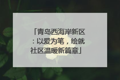 青岛西海岸新区：以爱为笔，绘就社区温暖新篇章