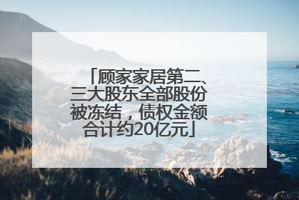 顾家家居第二、三大股东全部股份被冻结，债权金额合计约20亿元