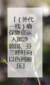 （外代一线）确保物资运入加沙 德国、芬兰呼吁向以色列施压