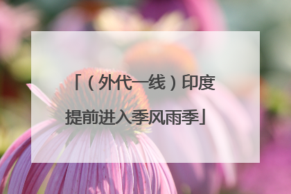 （外代一线）印度提前进入季风雨季