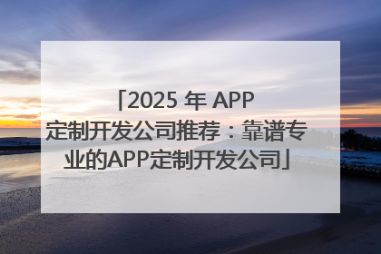 2025 年 APP 定制开发公司推荐：靠谱专业的APP定制开发公司