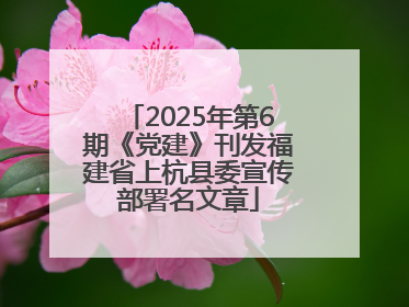 2025年第6期《党建》刊发福建省上杭县委宣传部署名文章